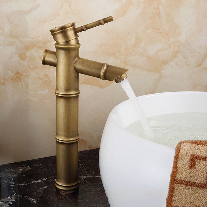 Orthorun | Farmhouse Brass Bathroom Faucet - Single Hole with Lever Handle