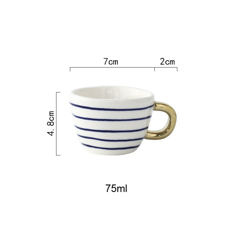Orthorun | Abstract Geometric Pattern Cup with Gold Handle