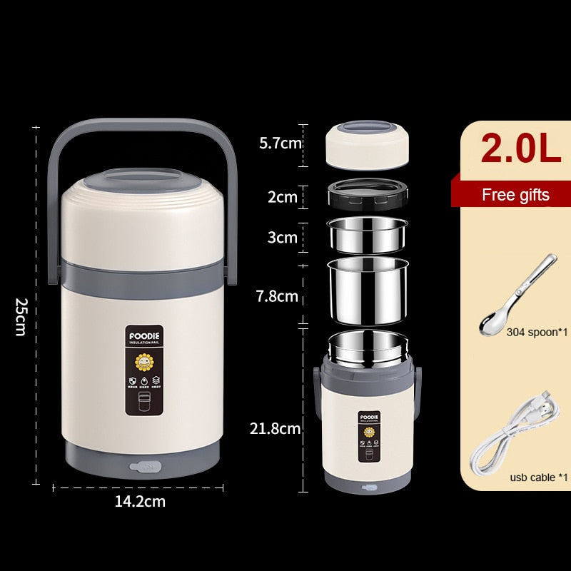 Orthorun | USB Heated Lunch Box – 304 Stainless Steel Portable Food Warmer for Work & Travel