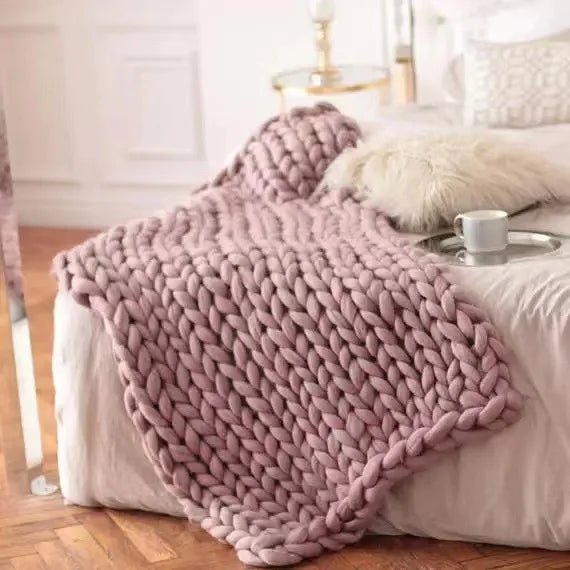Orthorun | Chunky Knit Blanket – Cozy Wool Blanket for Every Room – Soft & Warm for Sofa and Bed