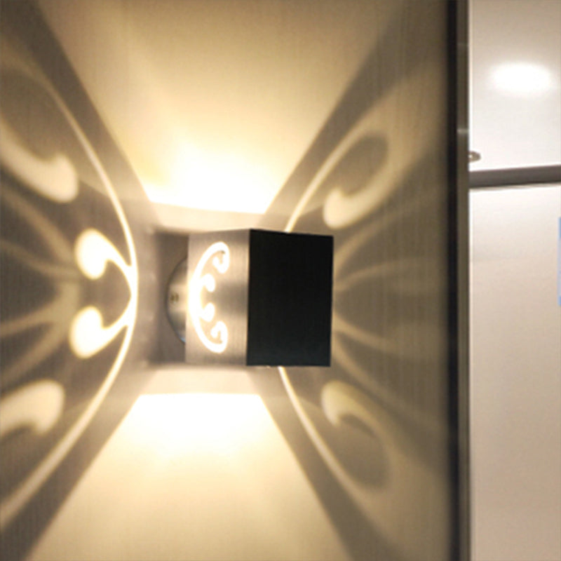 Orthorun | Modernist LED Wall Lamp - Chrome Butterfly with Aluminum Shade, RGB Light