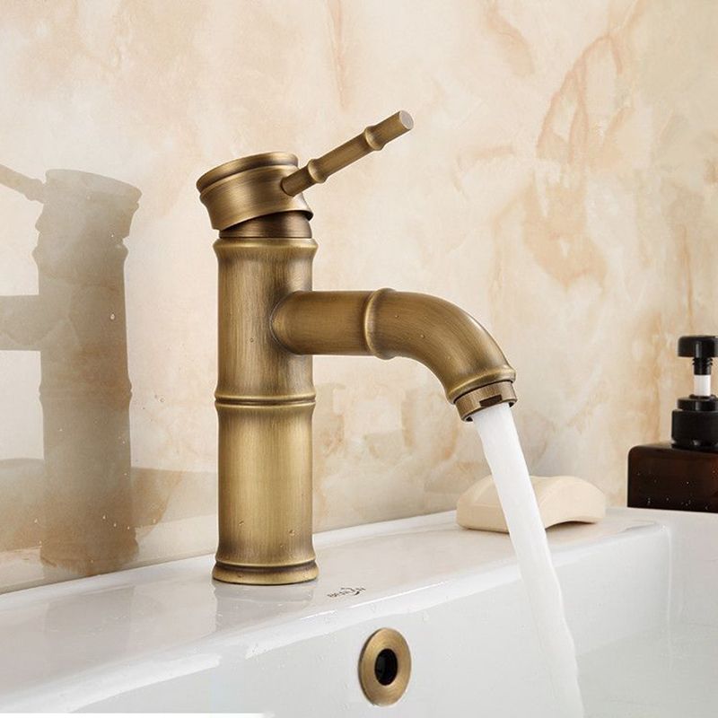 Orthorun | Farmhouse Brass Bathroom Faucet - Single Hole with Lever Handle