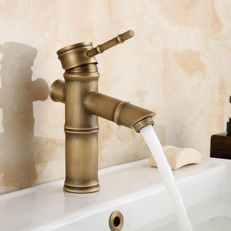 Orthorun | Farmhouse Brass Bathroom Faucet - Single Hole with Lever Handle