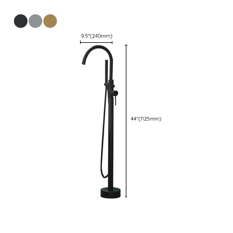 Orthorun | Modern Freestanding Bathtub Faucet - Copper Floor Mounted