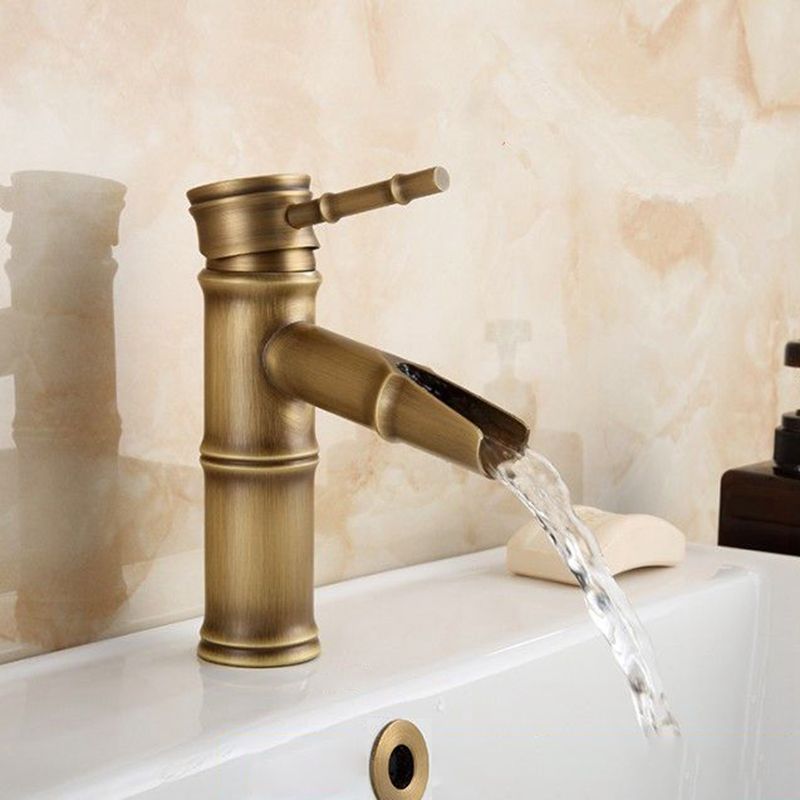 Orthorun | Farmhouse Brass Bathroom Faucet - Single Hole with Lever Handle
