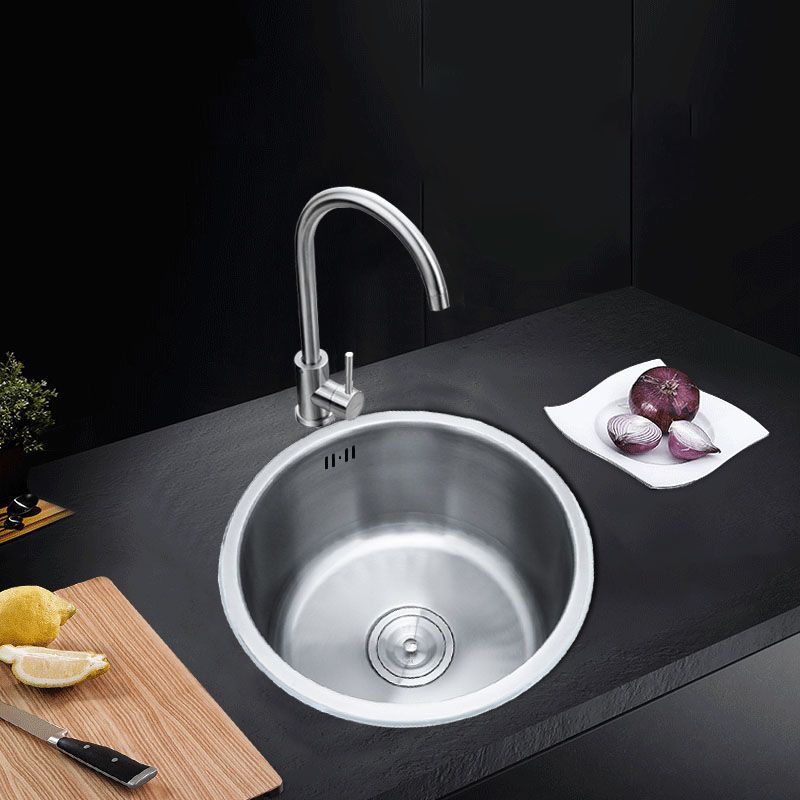 Orthorun | Round Stainless Steel Sink - Built-in with Basket Strainer