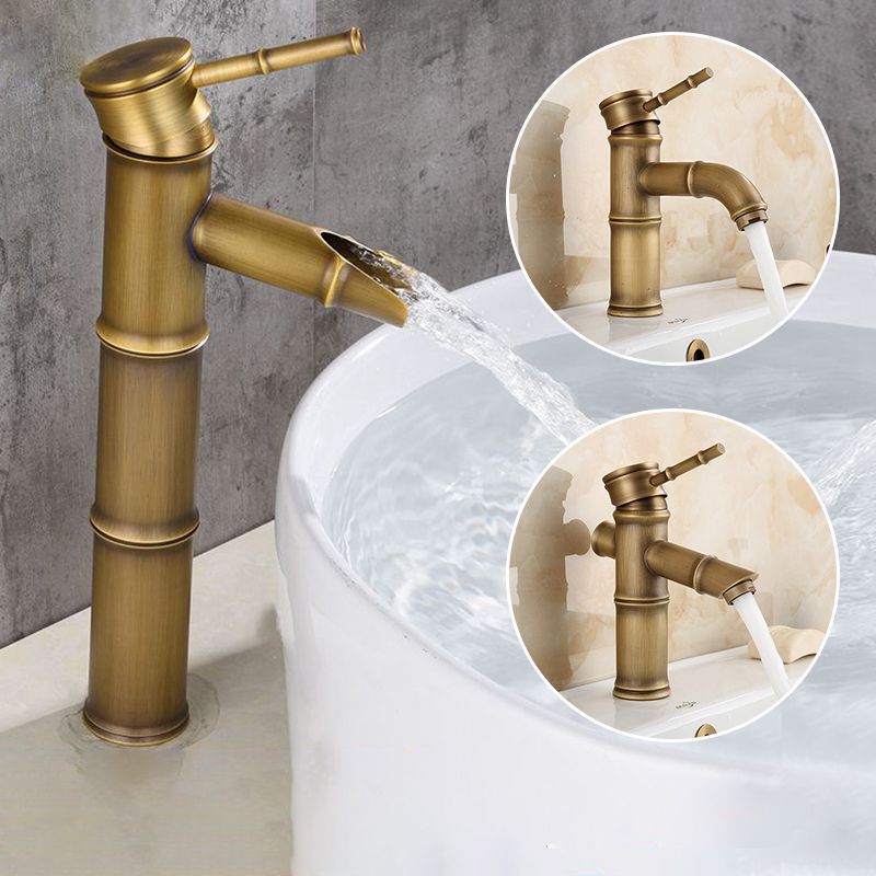 Orthorun | Farmhouse Brass Bathroom Faucet - Single Hole with Lever Handle