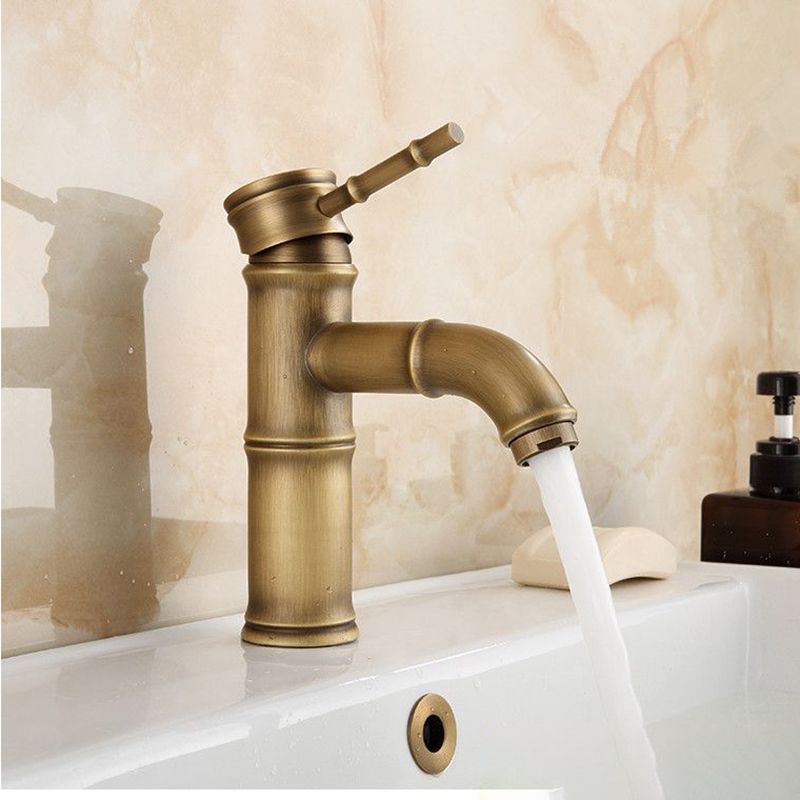 Orthorun | Farmhouse Brass Bathroom Faucet - Single Hole with Lever Handle