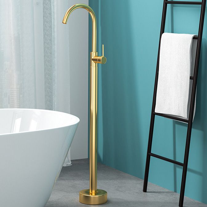 Orthorun | Modern Freestanding Bathtub Faucet - Copper Floor Mounted