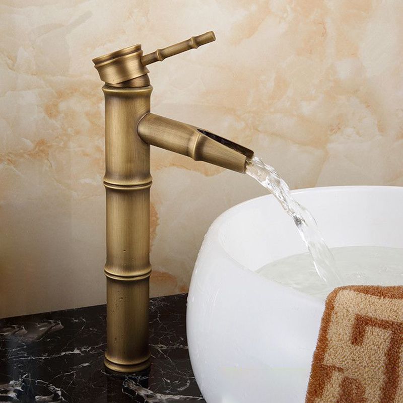 Orthorun | Farmhouse Brass Bathroom Faucet - Single Hole with Lever Handle