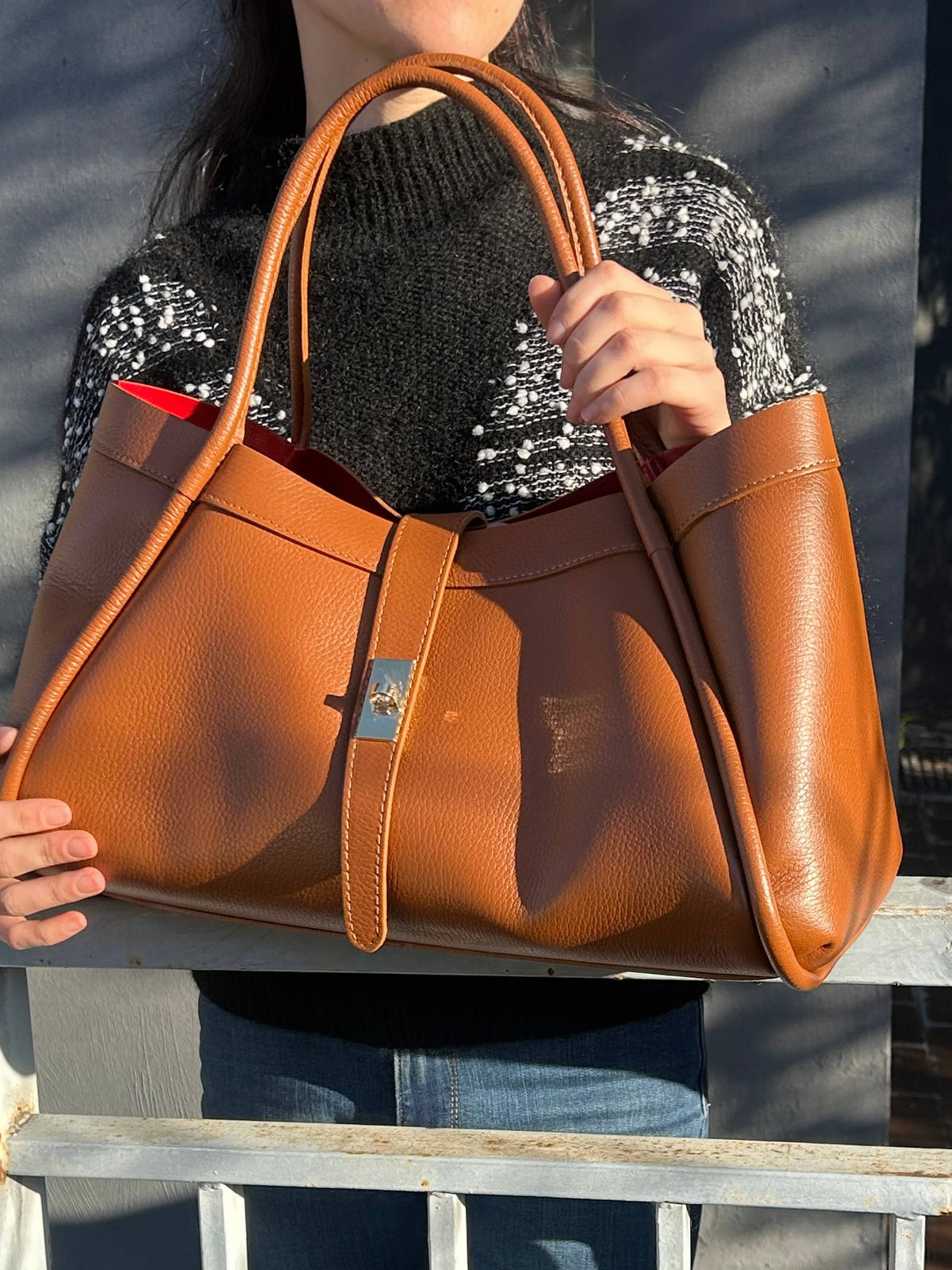 Orthorun|Elegant Large Genuine Leather Bag Made in Italy – 45x25x20