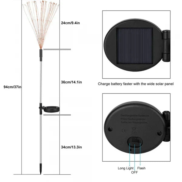 Orthorun | 4-Piece Solar Firework Garden Lights – Weatherproof LED Decorative Stakes for Garden & Patio