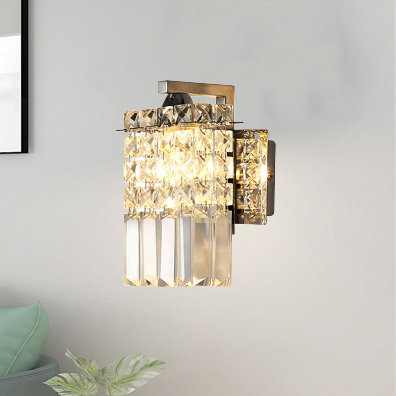 Orthorun | Rectangular Crystal Wall Sconce - Chrome with Crystal Rod Draping