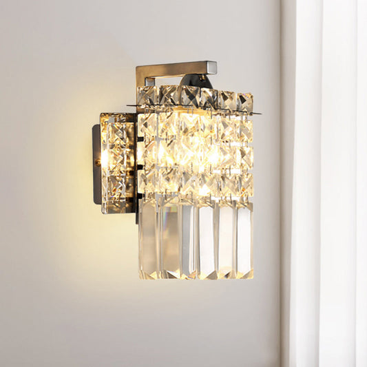 Orthorun | Rectangular Crystal Wall Sconce - Chrome with Crystal Rod Draping