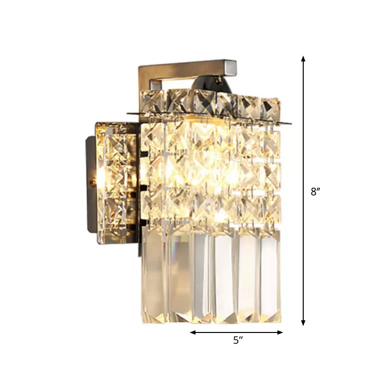Orthorun | Rectangular Crystal Wall Sconce - Chrome with Crystal Rod Draping
