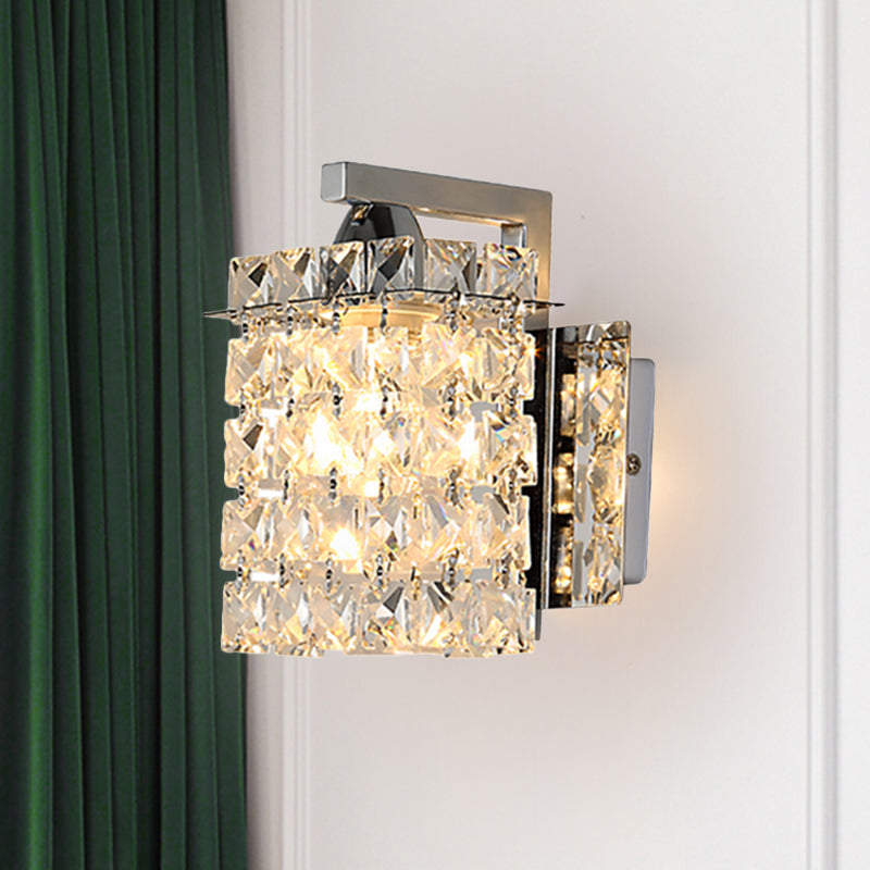 Orthorun | Rectangular Crystal Wall Sconce - Chrome with Crystal Rod Draping
