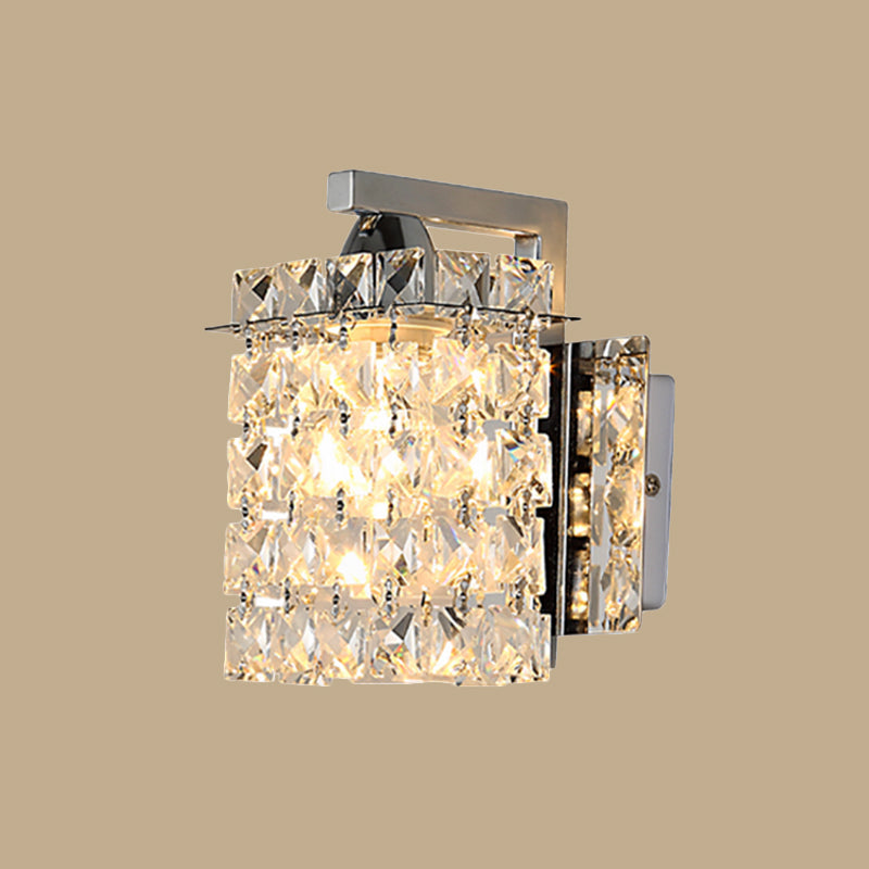 Orthorun | Rectangular Crystal Wall Sconce - Chrome with Crystal Rod Draping