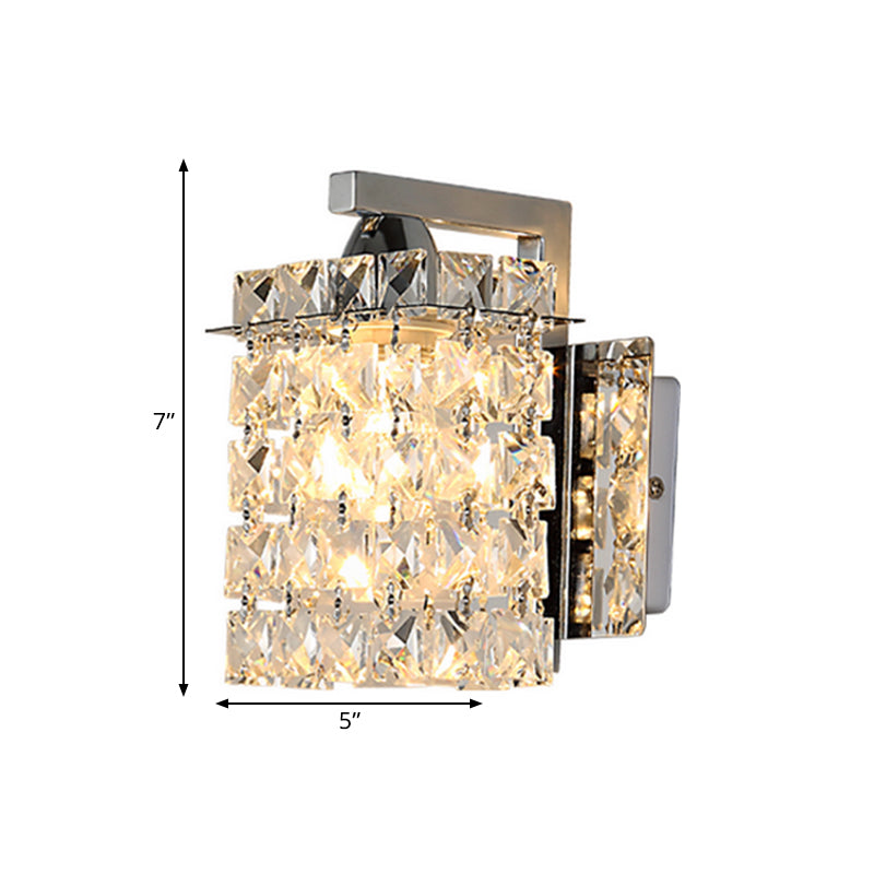 Orthorun | Rectangular Crystal Wall Sconce - Chrome with Crystal Rod Draping