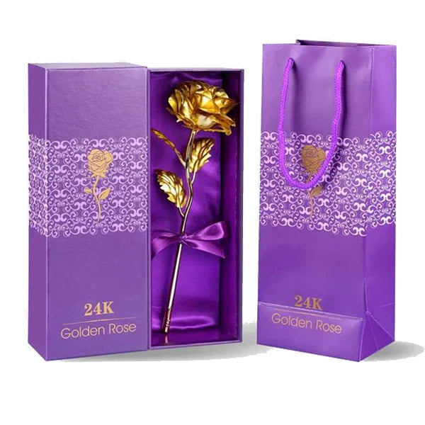 24K Gold Dipped Real Rose with Gift Box - Orthorun