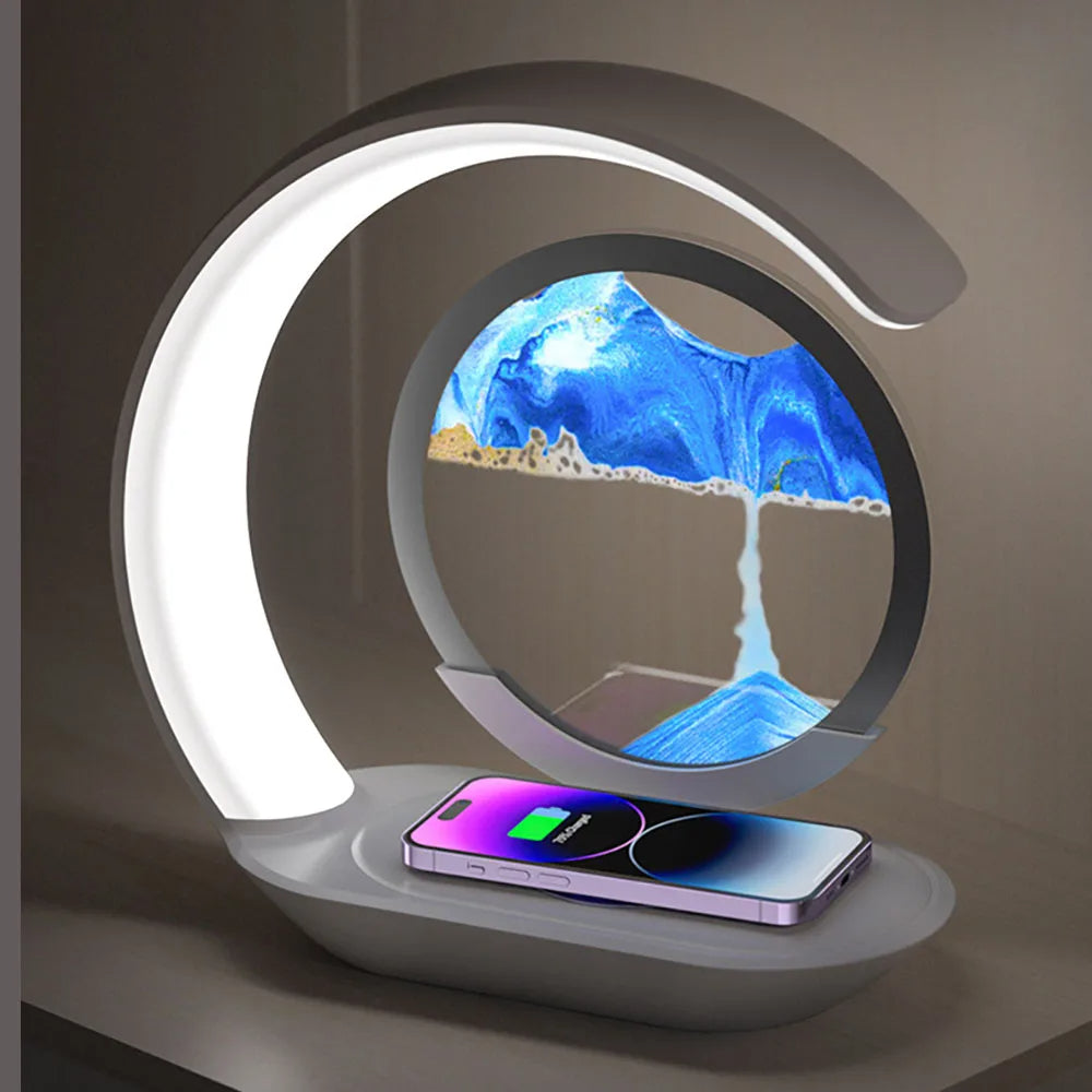 3D Sand Art Table Lamp with Wireless Charger - Orthorun