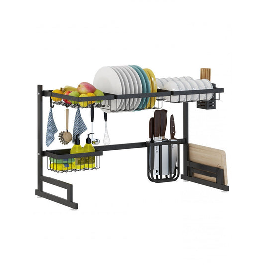 34.6" Stainless Steel Black Dish Drying Rack Over Kitchen Sink, Dishes and Utensils Draining Shelf - Orthorun