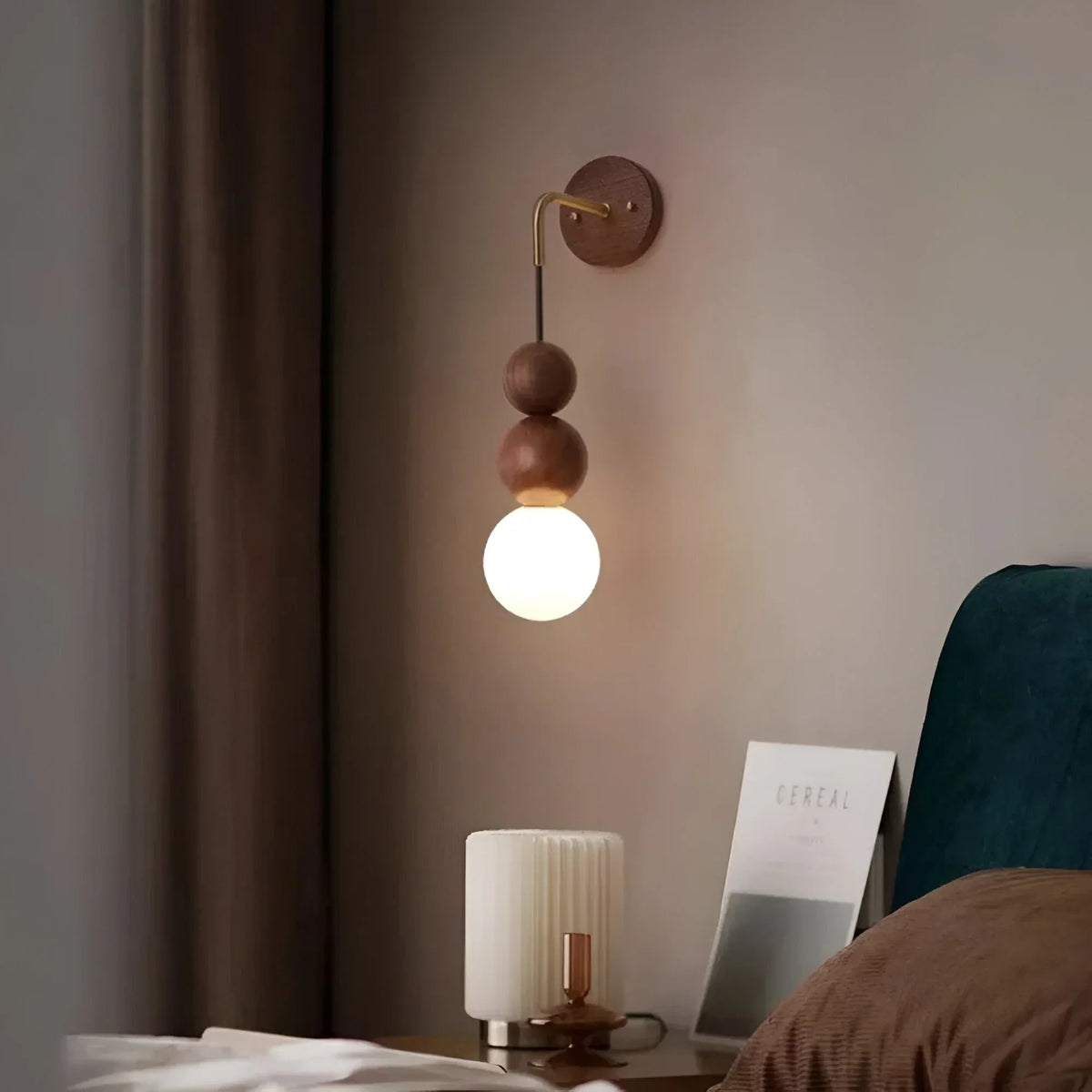 Orthorun | GlowHaven - Walnut & Brass Accent Wall Light