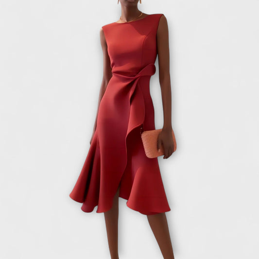 Sheila™ | Draped Asymmetric Midi Dress