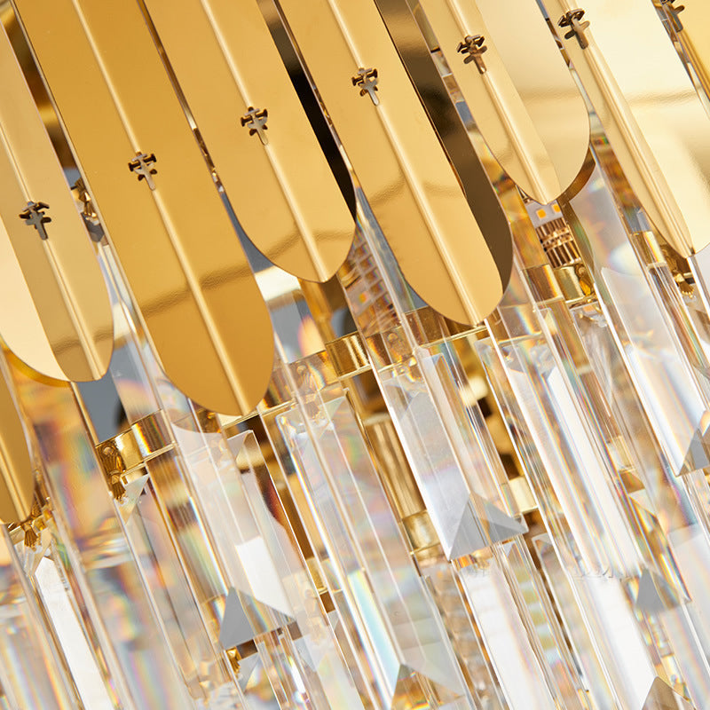 Orthorun | Stacked Wall Light – Modernist Brass Metal Lamp with Clear Crystal Block