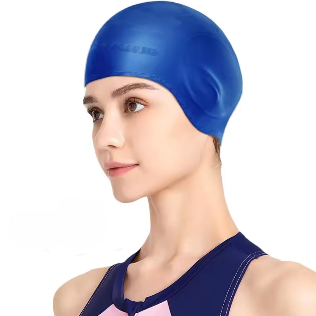 Orthorun | HydroFit – Silicone Swim Cap with Ear Protection – Reusable Waterproof Swimming Cap