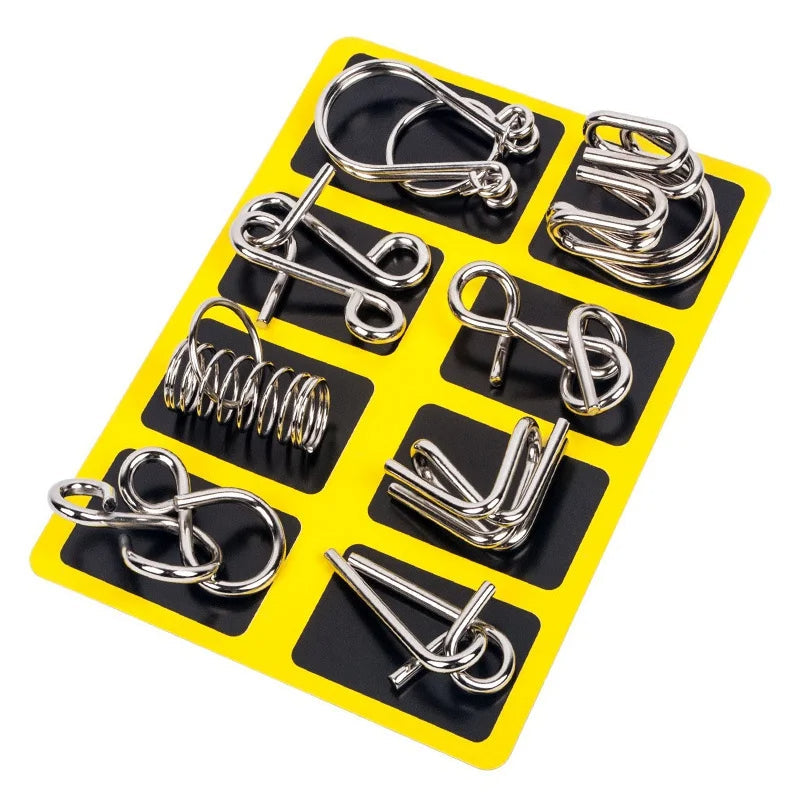 8 Piece Metal Puzzle Ring Set Brain Teaser Toys - Orthorun