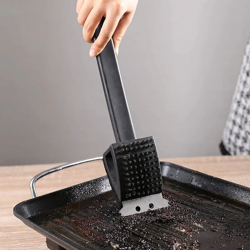 3 in 1 Barbecue Grill Brush with Scraper and Sponge - Orthorun