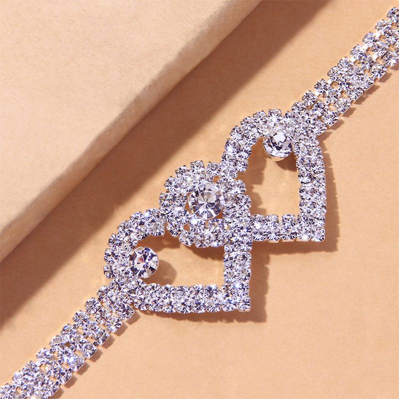 Orthorun | Fashion Rhinestone Double Heart Anklet