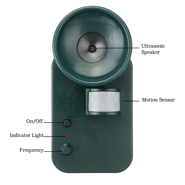 5000sqft 9v Dc Ultra Sonic Cordless Pest Animal Repeller Outdoor Safely Repel Various Animal - Orthorun