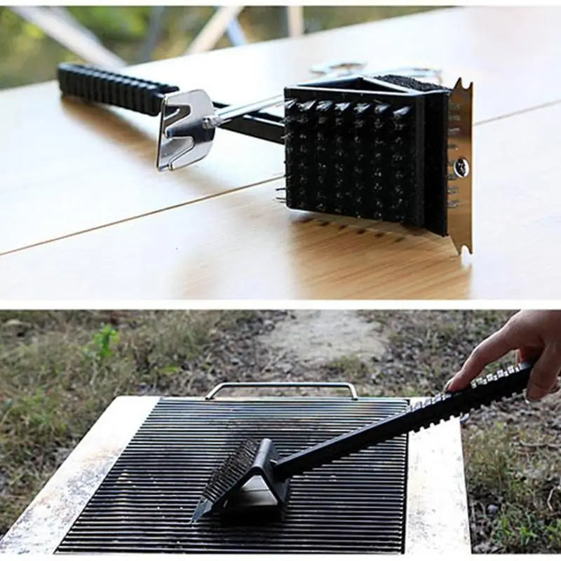 3 in 1 Barbecue Grill Brush with Scraper and Sponge - Orthorun