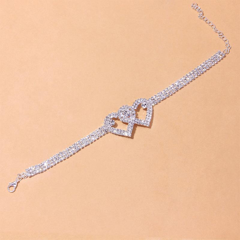 Orthorun | Fashion Rhinestone Double Heart Anklet