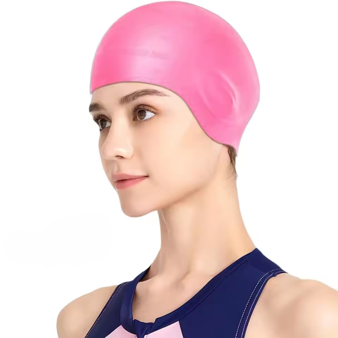 Orthorun | HydroFit – Silicone Swim Cap with Ear Protection – Reusable Waterproof Swimming Cap