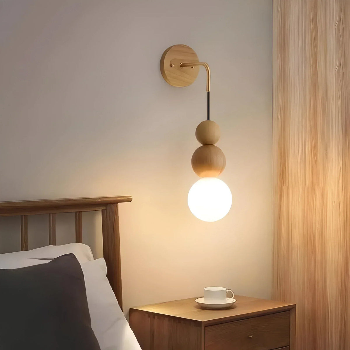 Orthorun | GlowHaven - Walnut & Brass Accent Wall Light