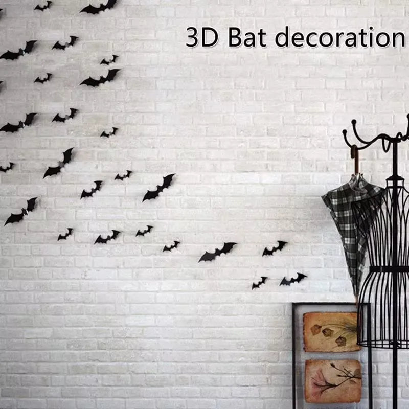 3D PVC Halloween Bats Wall Stickers - Orthorun