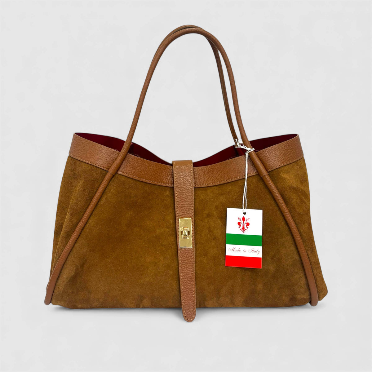 Orthorun|Genuine Suede and Togo Leather Bag, Made in Italy with Strap