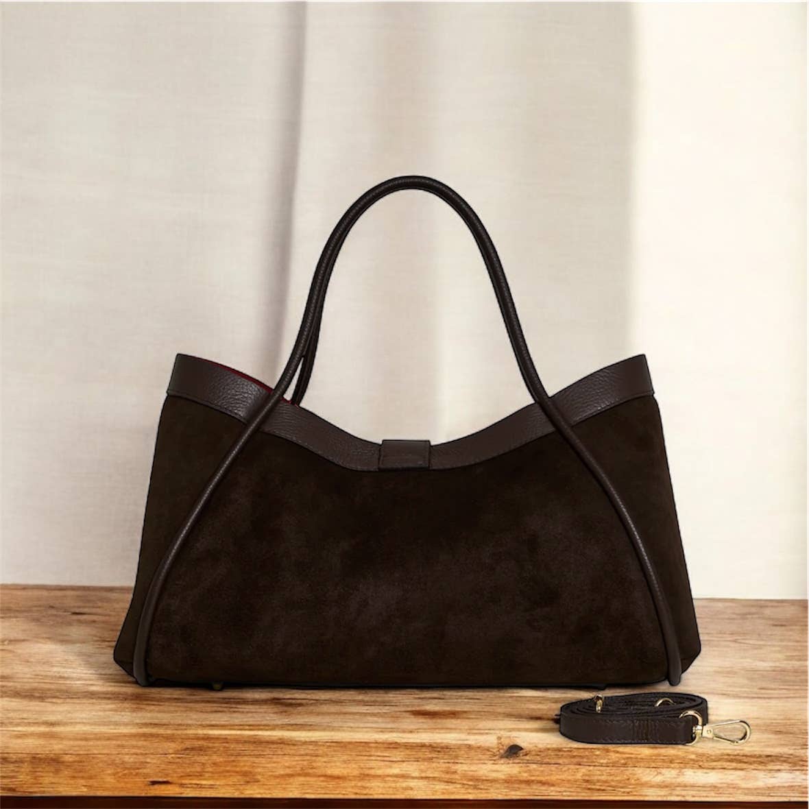 Orthorun|Genuine Suede and Togo Leather Bag, Made in Italy with Strap