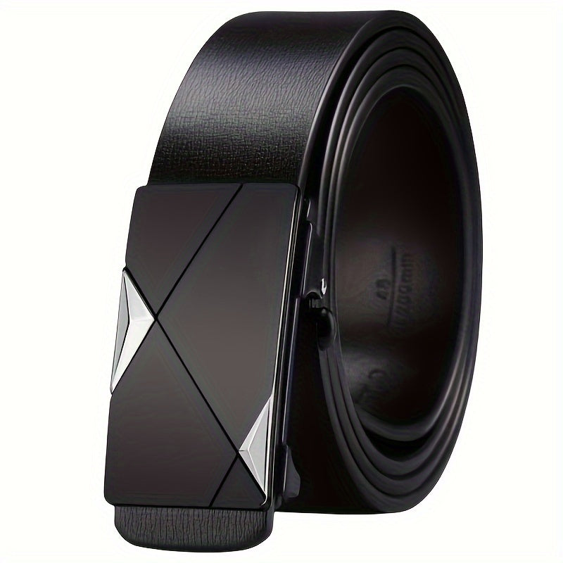 Orthorun | Men's Genuine Leather Belt with Automatic Buckle – Classic Adjustable Cowhide Waist Belt