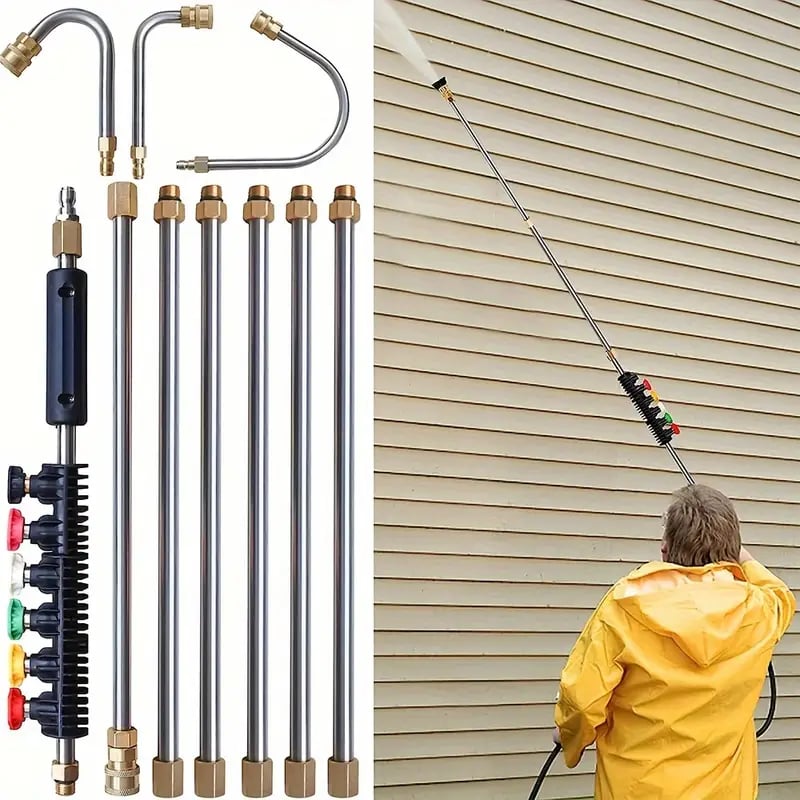 4000 PSI Telescoping High Pressure Washer Wand Set for Gutter & Roof Drainage & Walls Cleaning - Orthorun