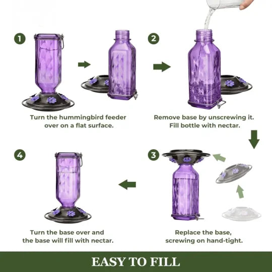 24oz Leak Proof Glass Hummingbird Feeder - Orthorun