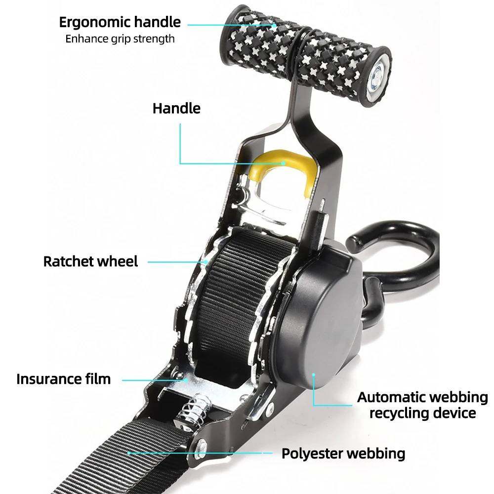 2-set Retractable Ratchet Straps - Orthorun