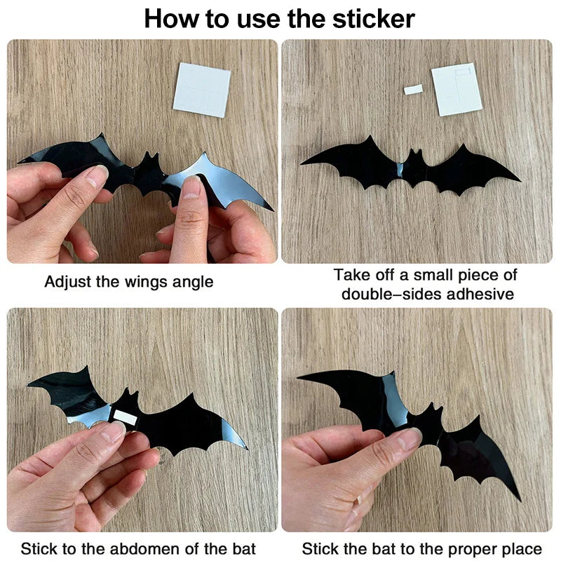 3D PVC Halloween Bats Wall Stickers - Orthorun