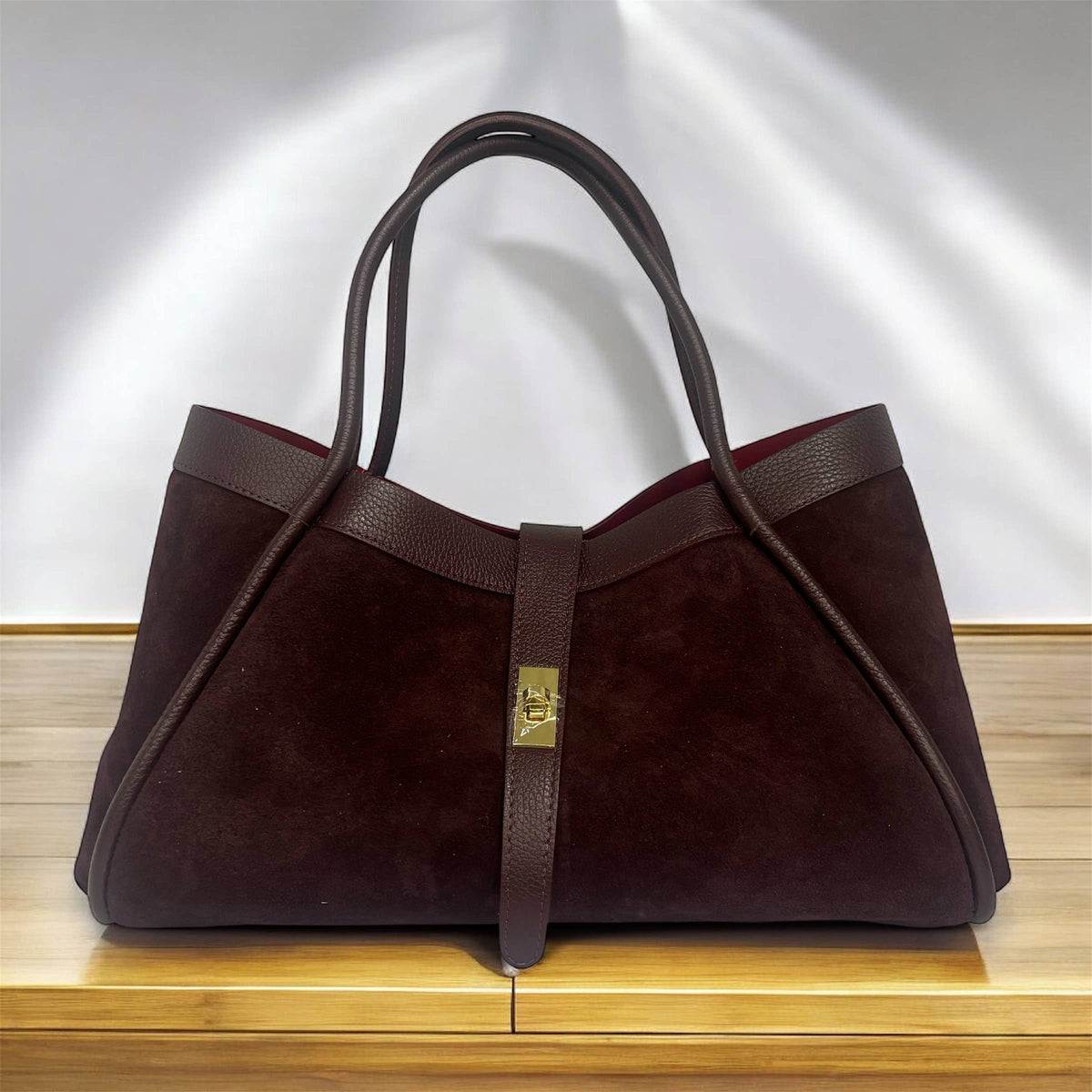 Orthorun|Genuine Suede and Togo Leather Bag, Made in Italy with Strap
