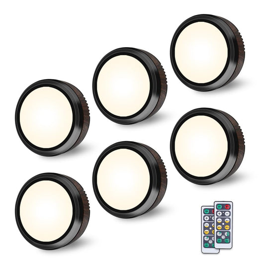 Orthorun | Remote Control LED Puck Light – Dimmable Battery-Operated Under Cabinet Light, 6 Pack Natural White