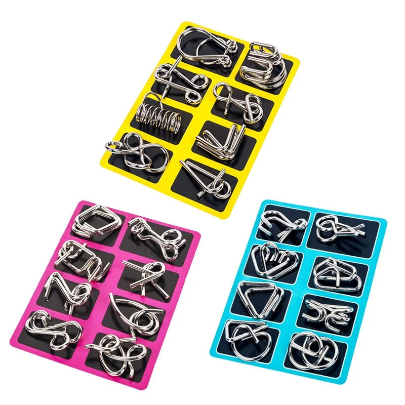 8 Piece Metal Puzzle Ring Set Brain Teaser Toys - Orthorun