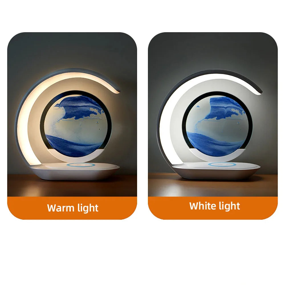 3D Sand Art Table Lamp with Wireless Charger - Orthorun
