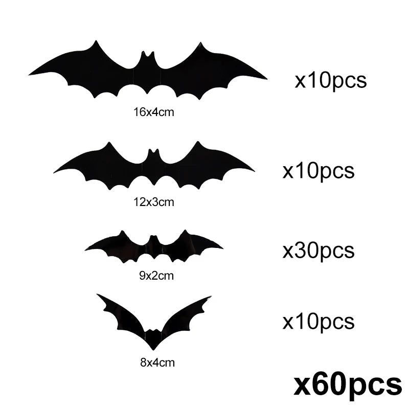 3D PVC Halloween Bats Wall Stickers - Orthorun